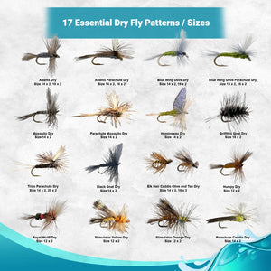 120pc Dry Flies, Wet Flies, Streamers | Essential Fly Fishing Kit with Fly Box and 2 Ebooks