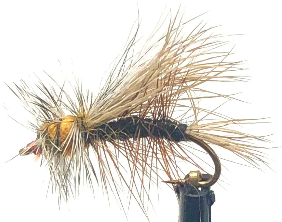  Feeder Creek Fly Fishing Stimulator Dry Flies Assortment, 27  Hand Tied Bugs in Sizes 12,14,16 (3 of Each Size) Yellow, Orange, and Green  Variety Set, Great for Trout & Bass 
