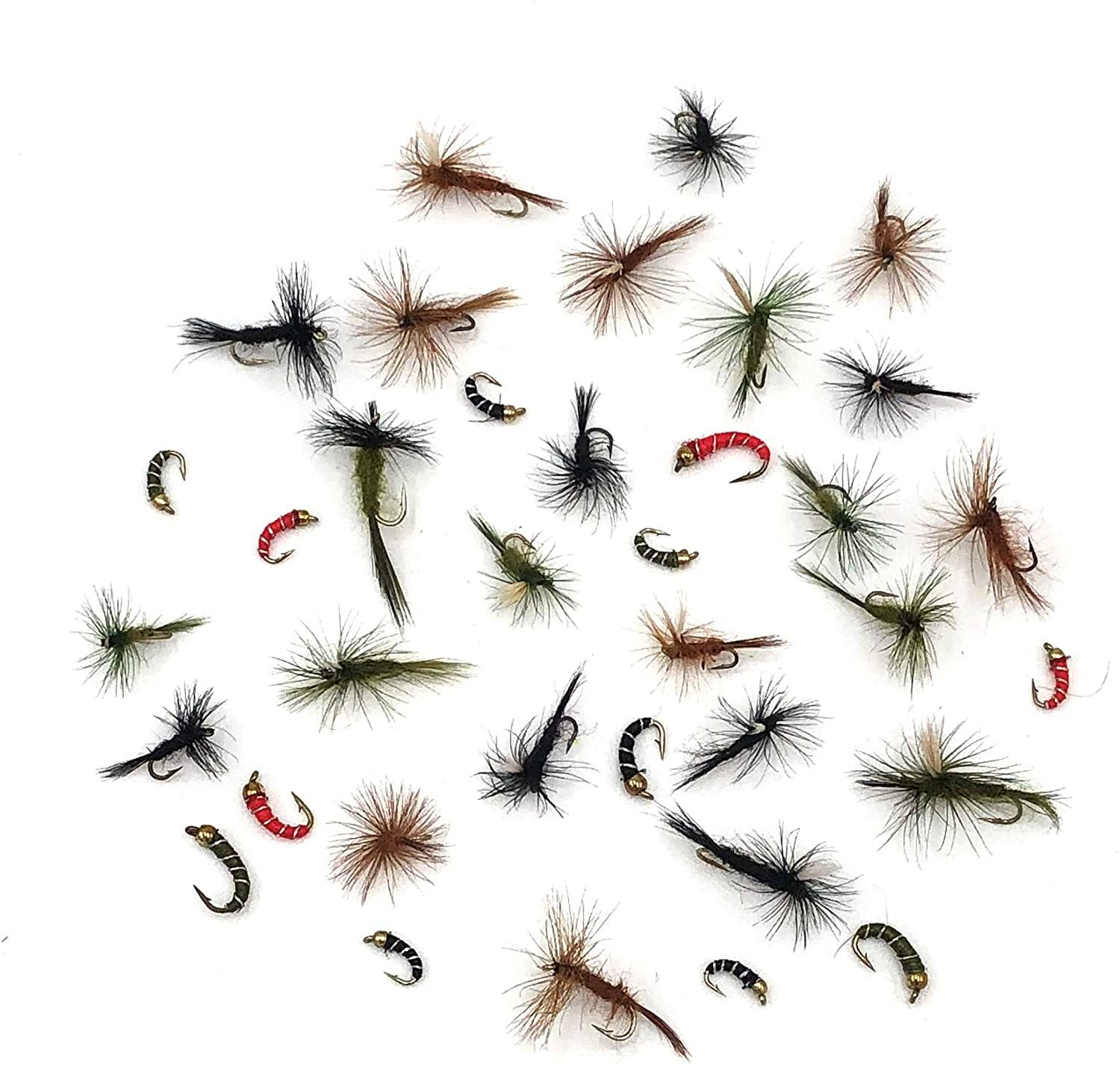 Feeder Creek Fly Fishing Lures Assortment, 15 Wet & Dry Fly